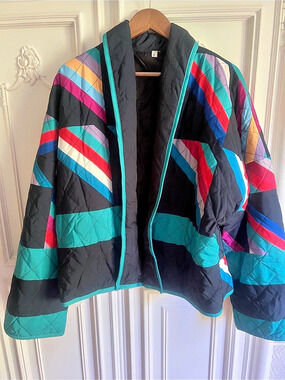 Women's Geometric Bright Colors Quilted Jacket - New - size S